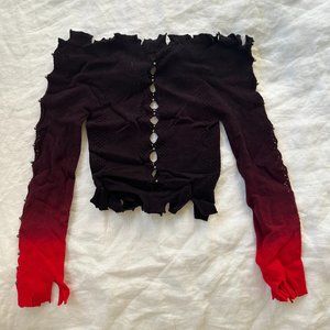 Rui Black and Red Tye-Dye Crop Top SZ XS/S